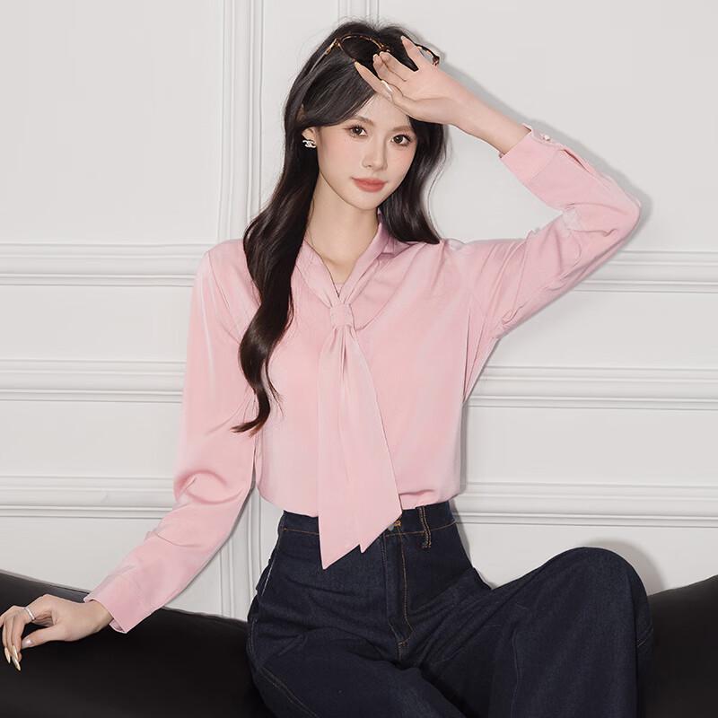 Women's Elegant Tie-Neck Long Sleeve Blouse