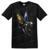 Winged Skull Skeleton T Shirt Gothic Fantasy Blue Orange Art Graphic Tee Print