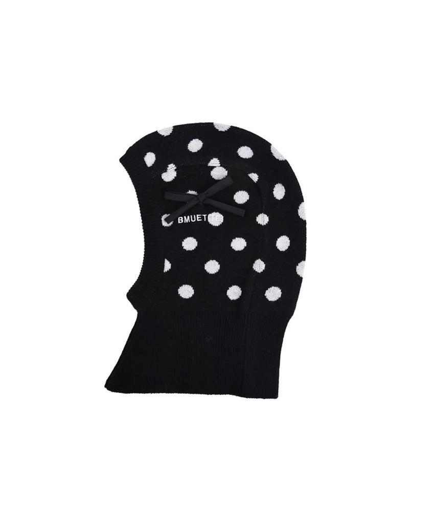 BMUETTE Dot Ribbon Knit Balaclava Black