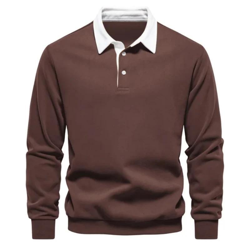 2025 Men's Pure Cotton Long Sleeved Polo Shirt for Autumn and Winter, New Fashionable and Casual Multifunctional Top
