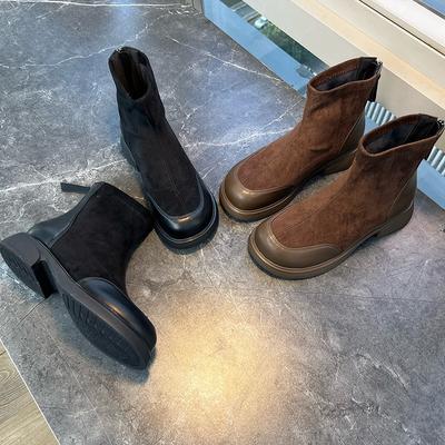 Botas Martin de Cuero para Mujer Invierno Nuevo Retro Botines Botas Ajustadas Botas Casuales Versátiles Botas de Plataforma para Mujer Botas de Mujer
