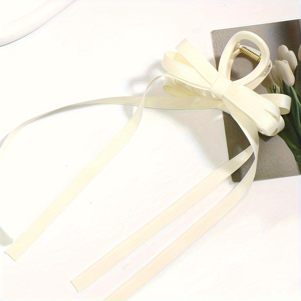 1pc Elegant Vintage Sweet Bow Ribbon Hair Claw Clip Strong Hold Hair Accessory For All Hair Types Chic Updo Tool