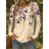 Women's 3D Butterfly Print T-shirt Fashion Long Sleeve Round Neck Regular Tops Holiday Weekend Spring and Autumn