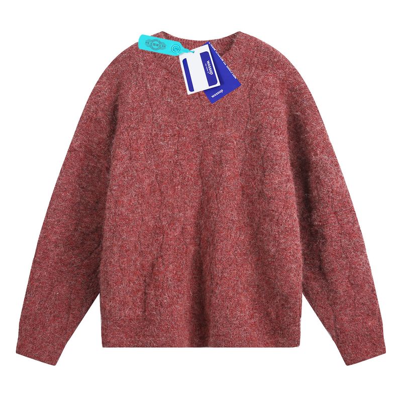 Wassup American-Style Crew Neck Sweater for Men, Autumn Heavyweight Lazy Style Cable Knit Sweater, Trendy High Street Couple Cardigan