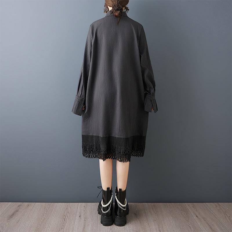 Long sleeve plus size cotton vintage new in dresses for women spring autumn casual loose midi Shirt dress