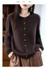 Women's 100% Pure Wool Ruffle Edge Cardigan - Autumn Loose Knit Cashmere Sweater