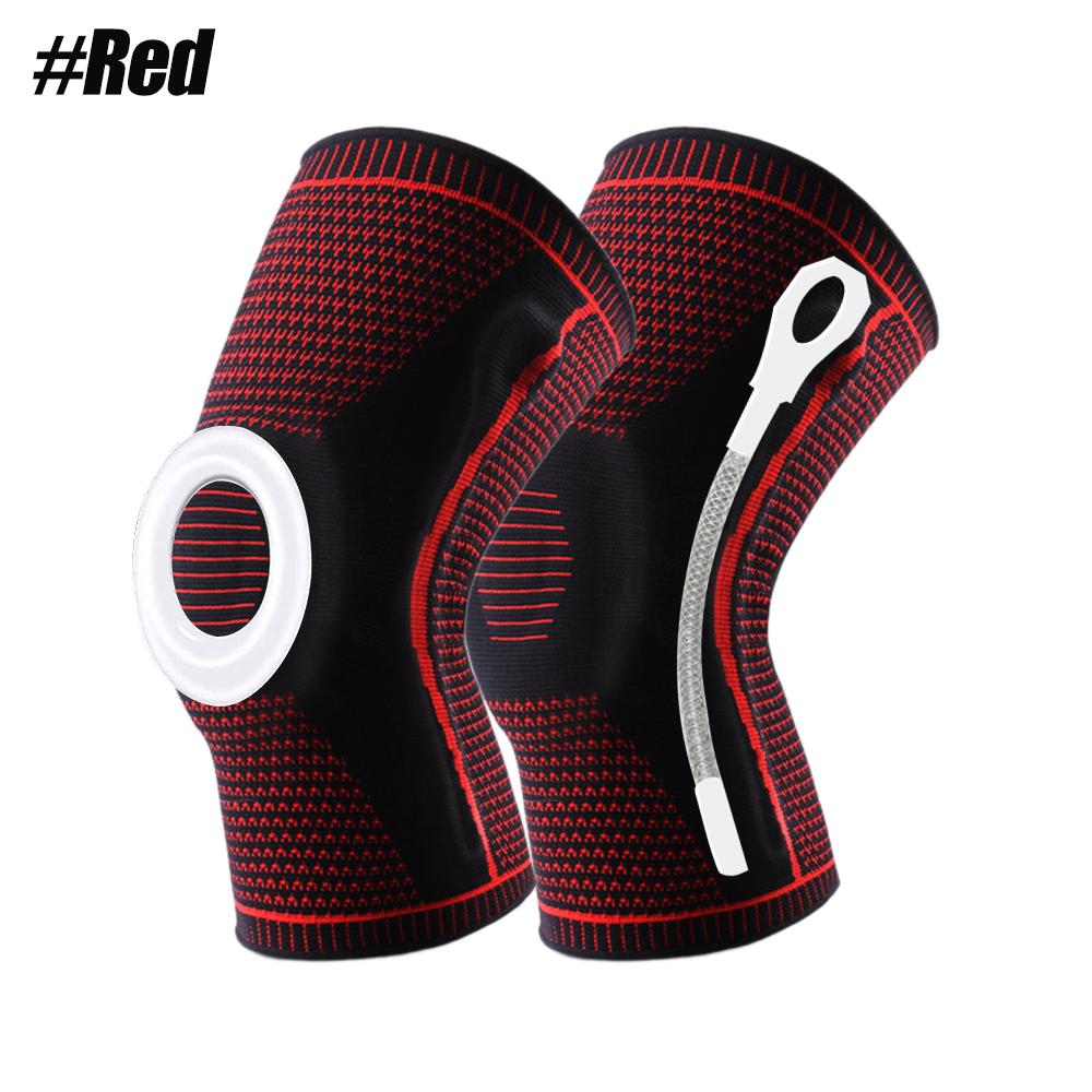 2pcs Knee Compression Sleeve-Professional Knee Brace Support Elastic Non-slip Knee Wraps Patella Stabilizer Silicone Gel Spring