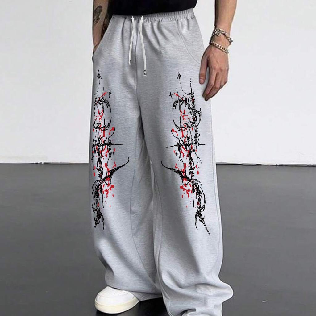 Men's and Women's Summer Street Rock Quick Drying Running Fitness Casual Oversized Printed Pants
