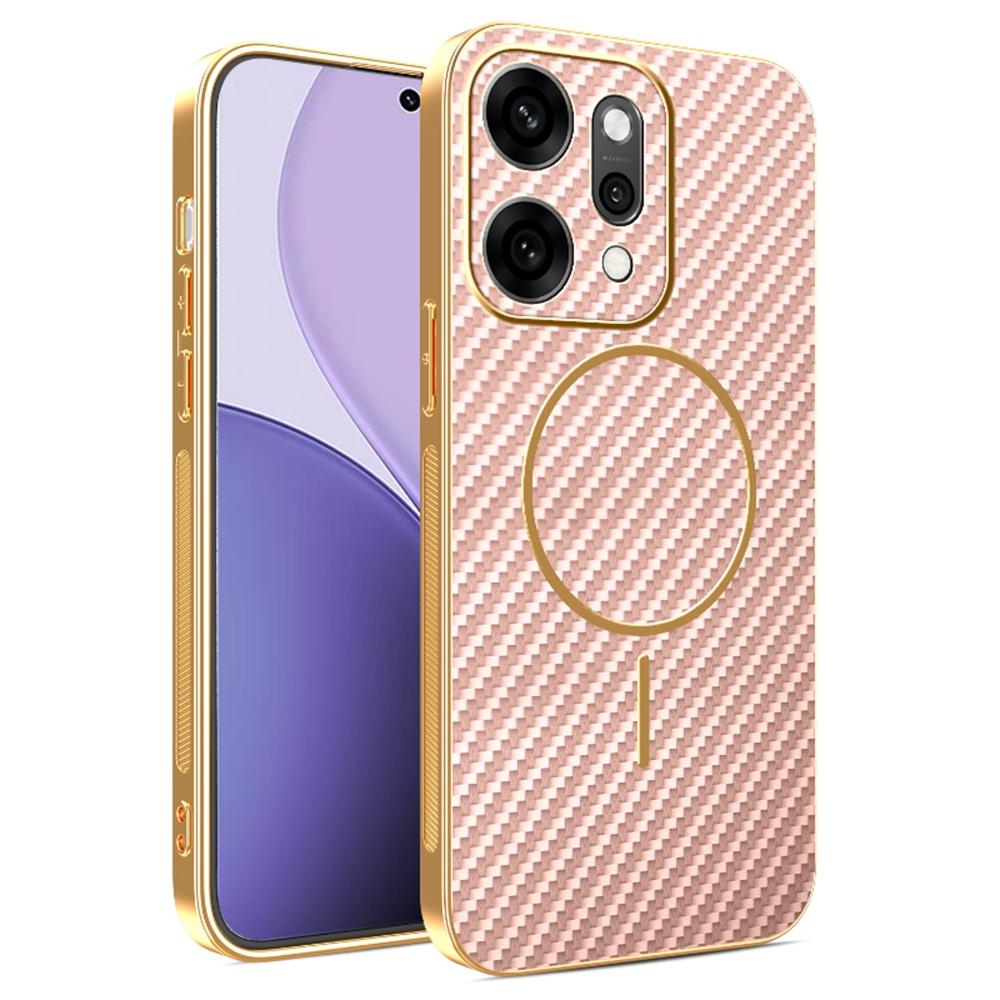 Pro Oppo Reno14 Pro 5G (Globální) Pouzdro Zadní kryt z TPU s texturou karbonových vláken a galvanickým pokovením