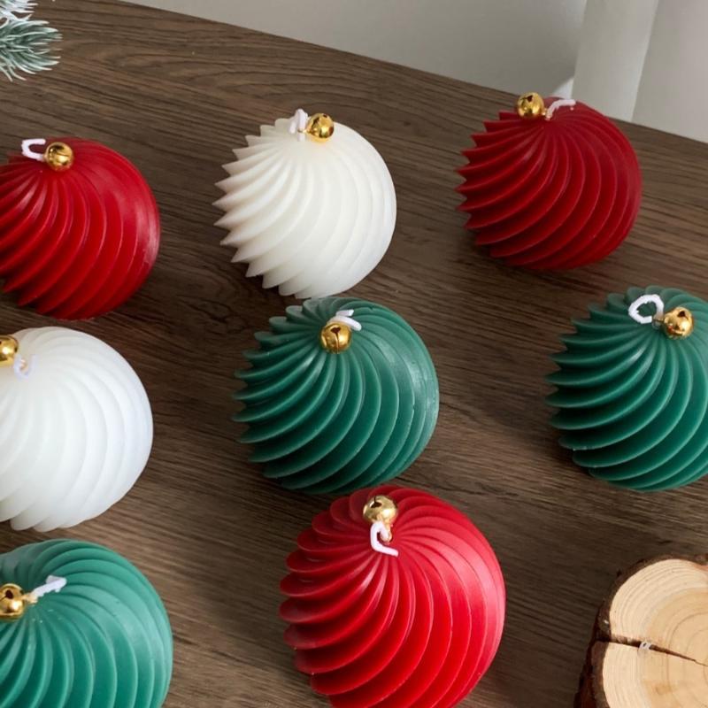 3D Drehkugel Silikon Kerzenform Winter Weihnachten Souvenirs DIY Streifen Aromatherapie Seife Harz Gips Basteln Herstellung Wohnkultur