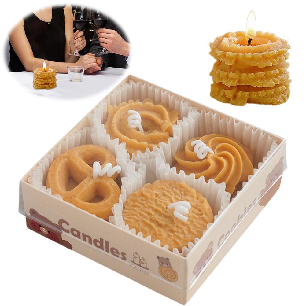 Biscuit Candles, Cookie Scented Candles Creative Candles Ins Set Gift Modeling Wax, Holiday Decoration Box Gift for Festival