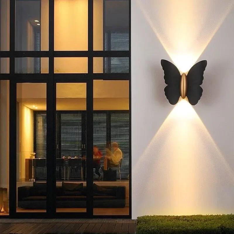 New Outdoor Wall Light LED Butterfly Minimalist Modern Staircase Corridor Wall Light Courtyard Balcony Terrace Door Front Light