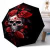 Butterflies Skull and Roses Outdoor Automatic Umbrella Sturdy 8 Rib Durable Plastic Iron Outdoor Daily Use Outdoor Accessory Perfect Gift Friends
