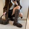 Autumn and winter women's leather boots versatile thick-soled non-slip leather Martin boots new sleeve round head cowhide high boots women