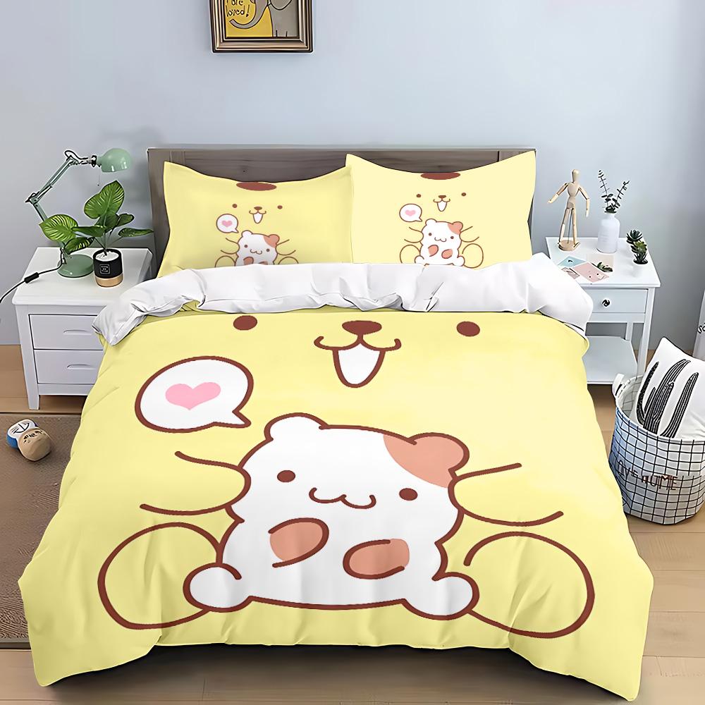 Cartoon Pom Pom Pudding Duvet Cover Queen King Size Bedding Set Adult Boys Girls Bedroom Decoration Children Gift Double 3 Pcs