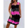Buntes Ärmelloses Tie-Dye-Kleid in Übergröße