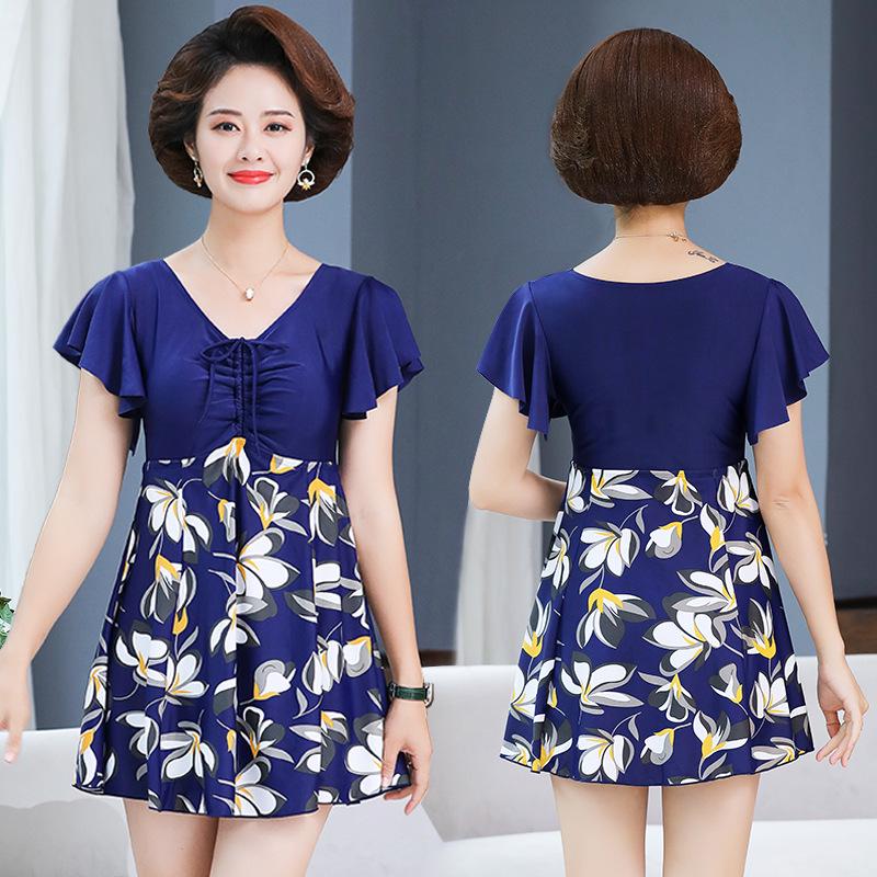 

Женский купальник большого размера из двух частей с юбкой, с консервативным принтом и контролем живота для женщин среднего и пожилого возраста, грузоподъемностью 200 фунтов 2XL (approx. 125-140 lbs)