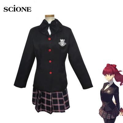 5dílné sady Anime Persona 5 Kasumi Yoshizawa Cosplay Kostým Černý oblek Školní uniforma Halloweenský karnevalový oděv Oblečení Kostým