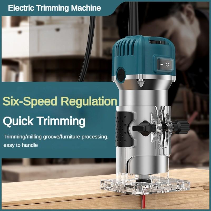 6-Speed Adjustable Electric Edge trimmer Small Woodworking Carving Slotting Machine Portable Wood Milling Power Tool