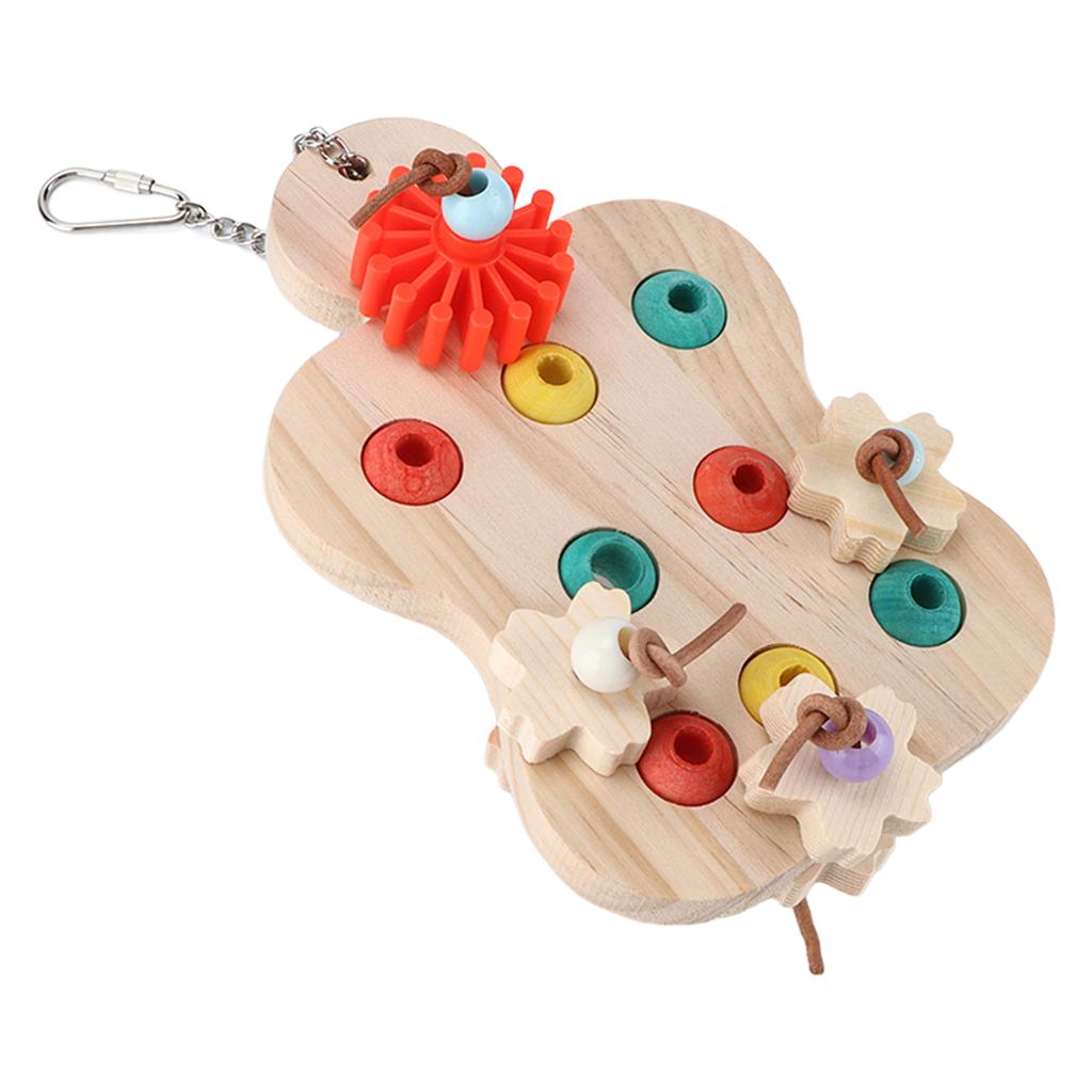Bird Wooden Chewing Puzzle Toy Hanging Colorful Training Toys for Parrot Pigeon Sparrow