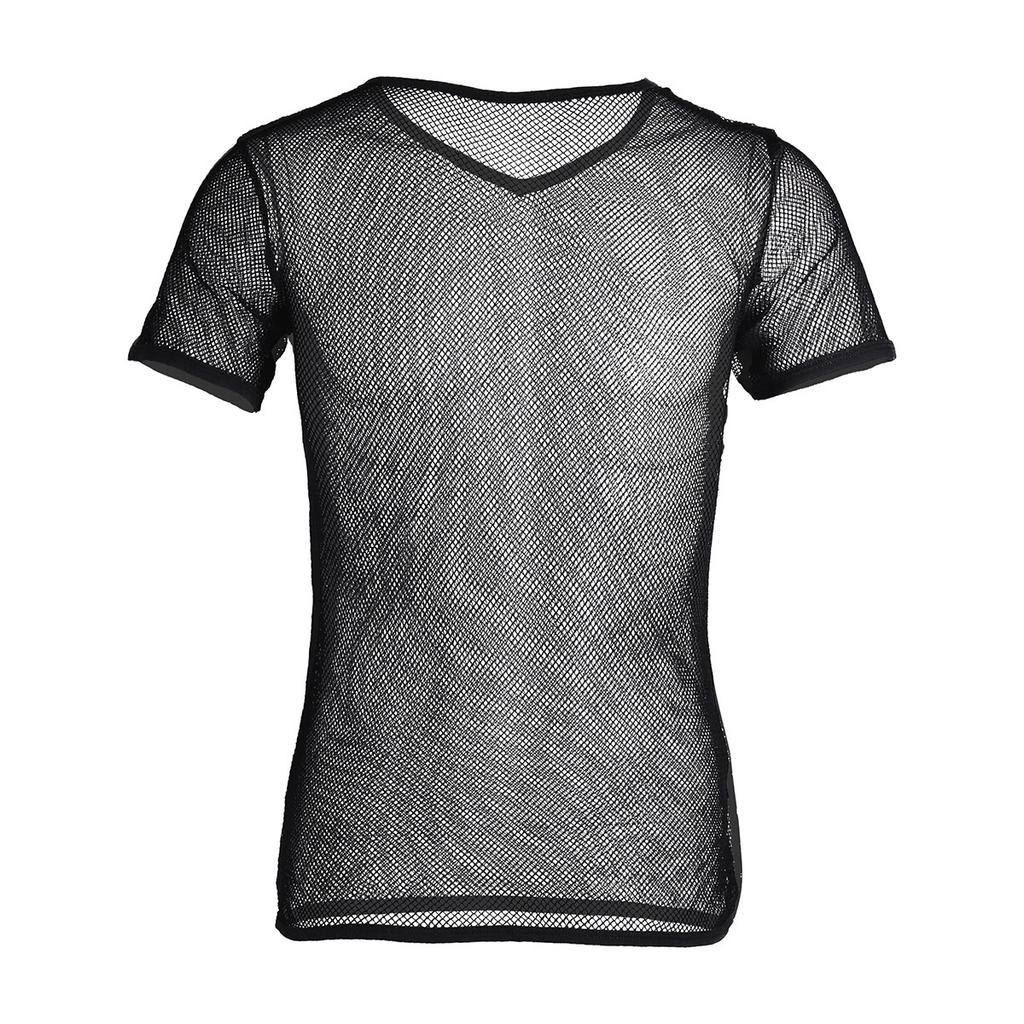 Summer Cool Mesh Slim Casual Short Sleeve T-Shirt Mesh T-Shirt Man See Through Vest Tops