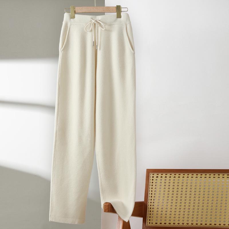 High-Waisted Wool Knit Slim-Fit Harem Pants for Women