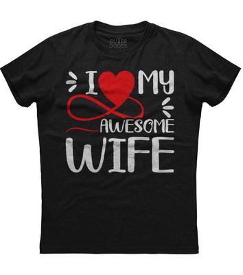 I Love My Awesome Wife Mens Short Sleeve Cotton Black T-shirt