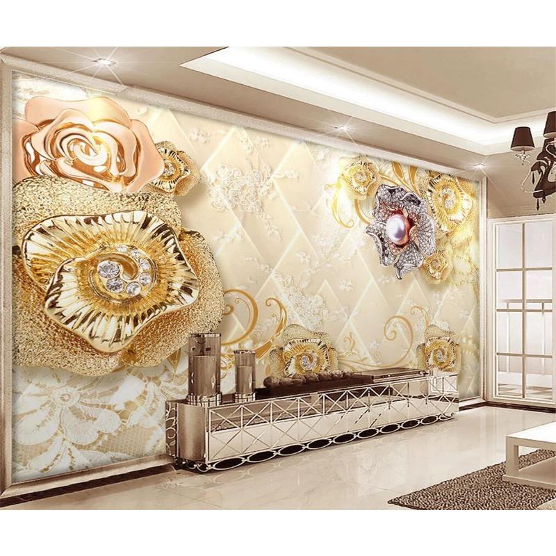 Modische, exquisite Schmuck-Tapete mit Blumenmotiv, luxuriöse Soft-Pack-Tapete mit Blumenmotiv, für Wohnzimmer, Schlafzimmer, Heimdekoration