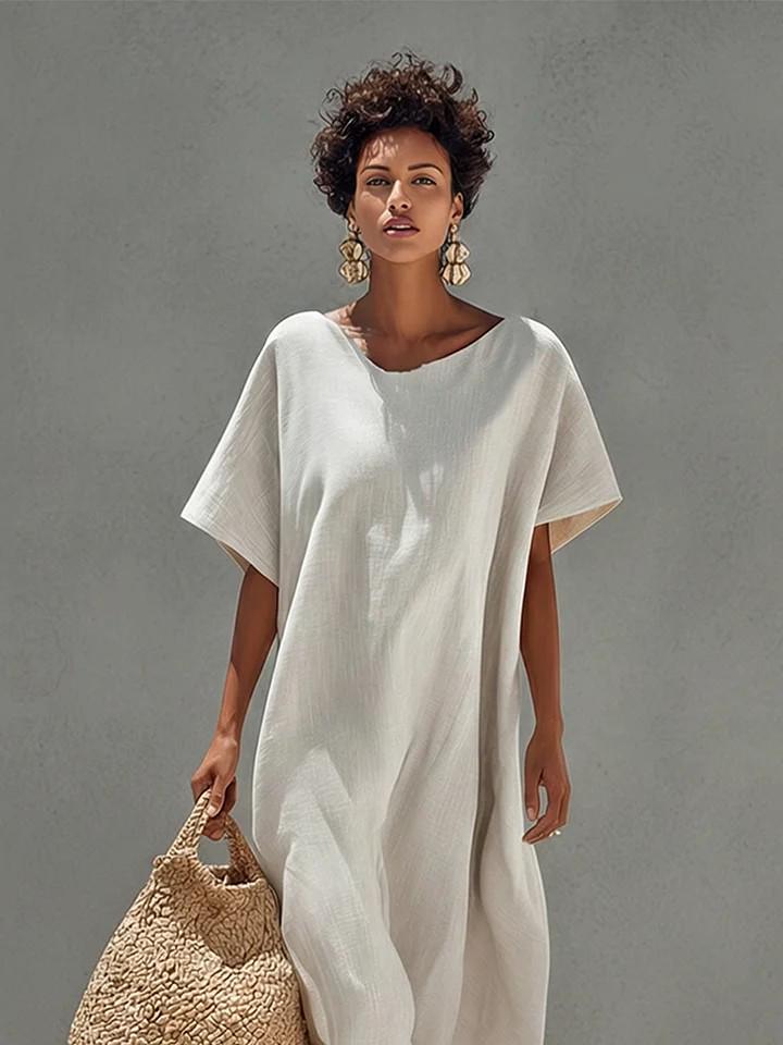 Women's Spring/Summer Casual Solid Color Short Sleeve Dress