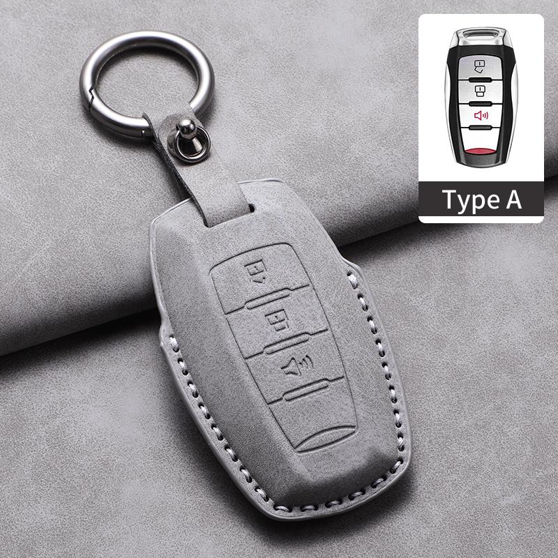 

3/4 Buttons Leather Car Remote Key Case Cover For Great Wall Cannon POWER 2022 H6 Cannon P Series M4 Hover Keychain Accessories