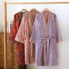 Damen Bademantel im Retro-Stil mit Blumendruck, gewebter Jacquard-Baumwolle, Kimono Yukata Homewear Roben, Nachthemd Bademäntel für Frauen