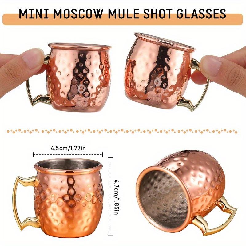 4pcs Mini Moscow Mugs 2oz Mule Shot Glasses For Home Kitchen Bar Drinkware (Rose Golden)