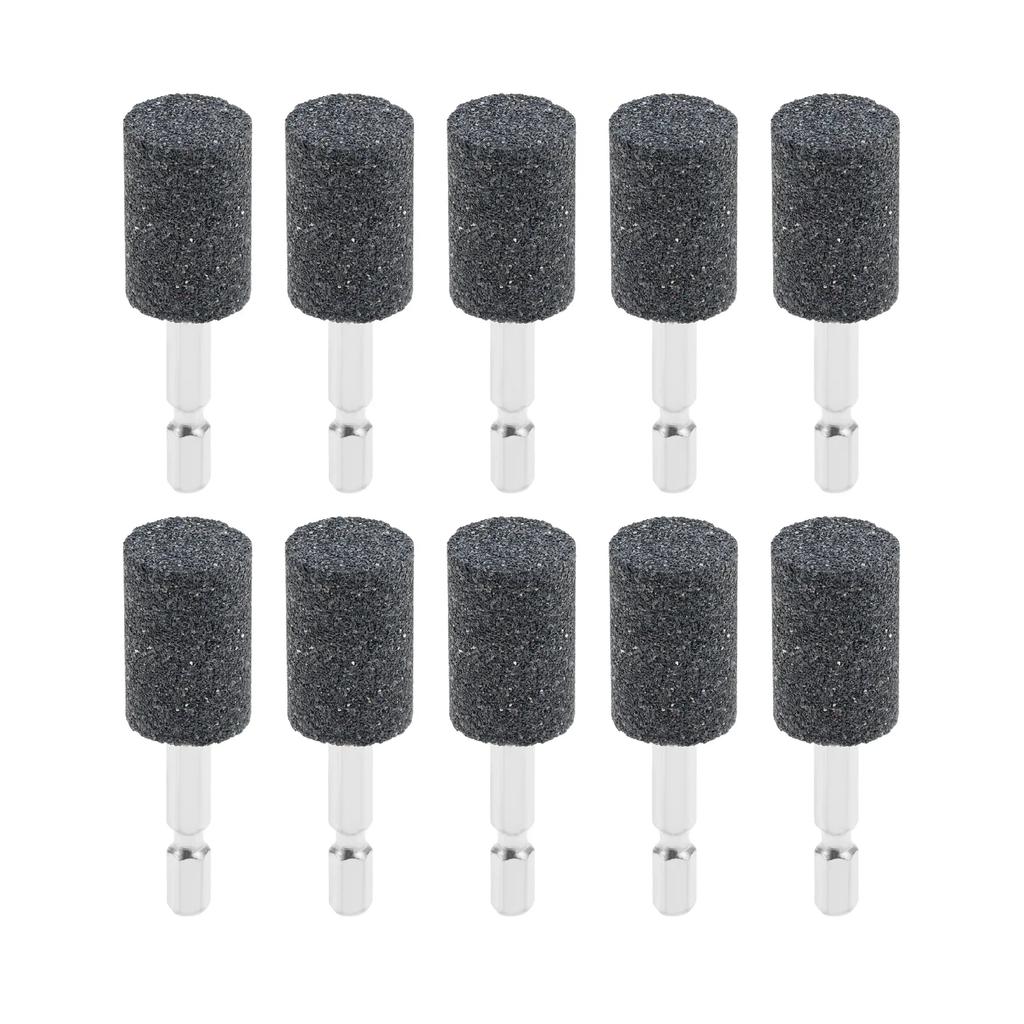 10Pcs 20mm Aluminum Oxide Mounted Grinding Stones Rotary Grinding Bits 1/4" Hex Shank for Electric Rotary Tools Drill Grinder