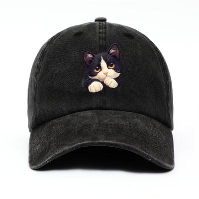 Funny Style Cat Patterned Baseball Cap with Adjustable Outdoor Casual Hat Suitable for Both Men and Women Cat Enthusiasts