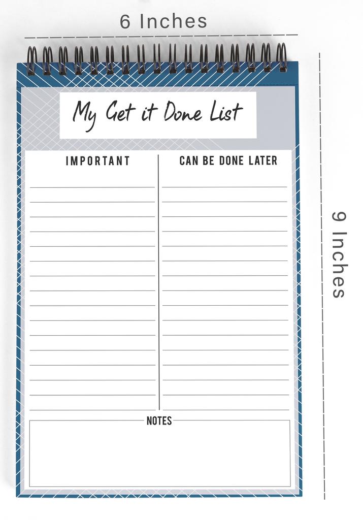 Inkdotpot To Do List Notepad – 6” X 9” Paper Stationery, My Get It Done List Spiral Notepad Daily Checklist-(50 Sheets)