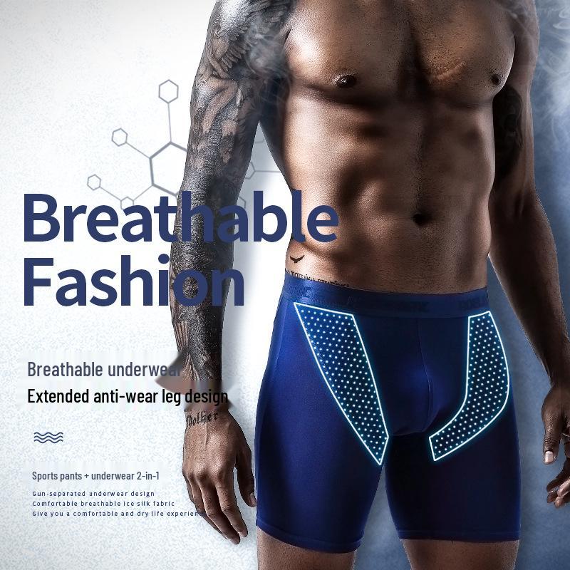 Men's Anti-Chafing Modal Quick-Dry Long Leg Running Boxer Briefs