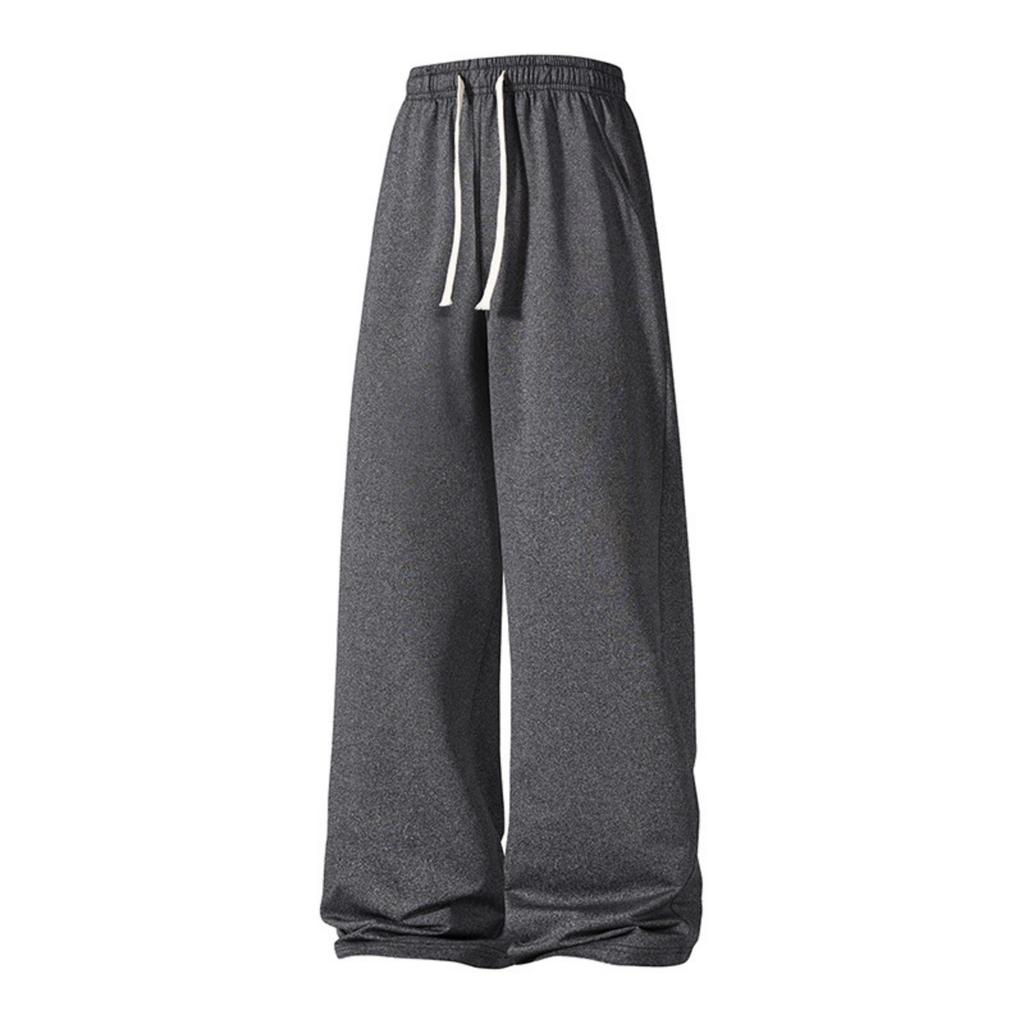 Men's Solid-color Casual Sportswear Pants, Men's Drawstring Straight-leg Loose Flat-mouth Sweatpants