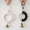 1PC Original wood color wood ring cotton rope bell pendant Japanese and Korean style wall hanging door handle car pendant