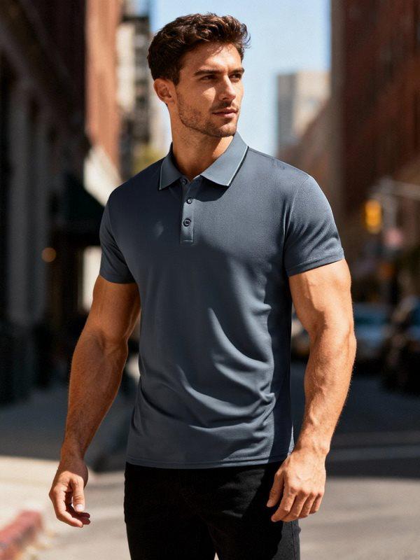Men's Quick-Dry Breathable Polo Shirt - Summer Casual Short Sleeve Solid Color
