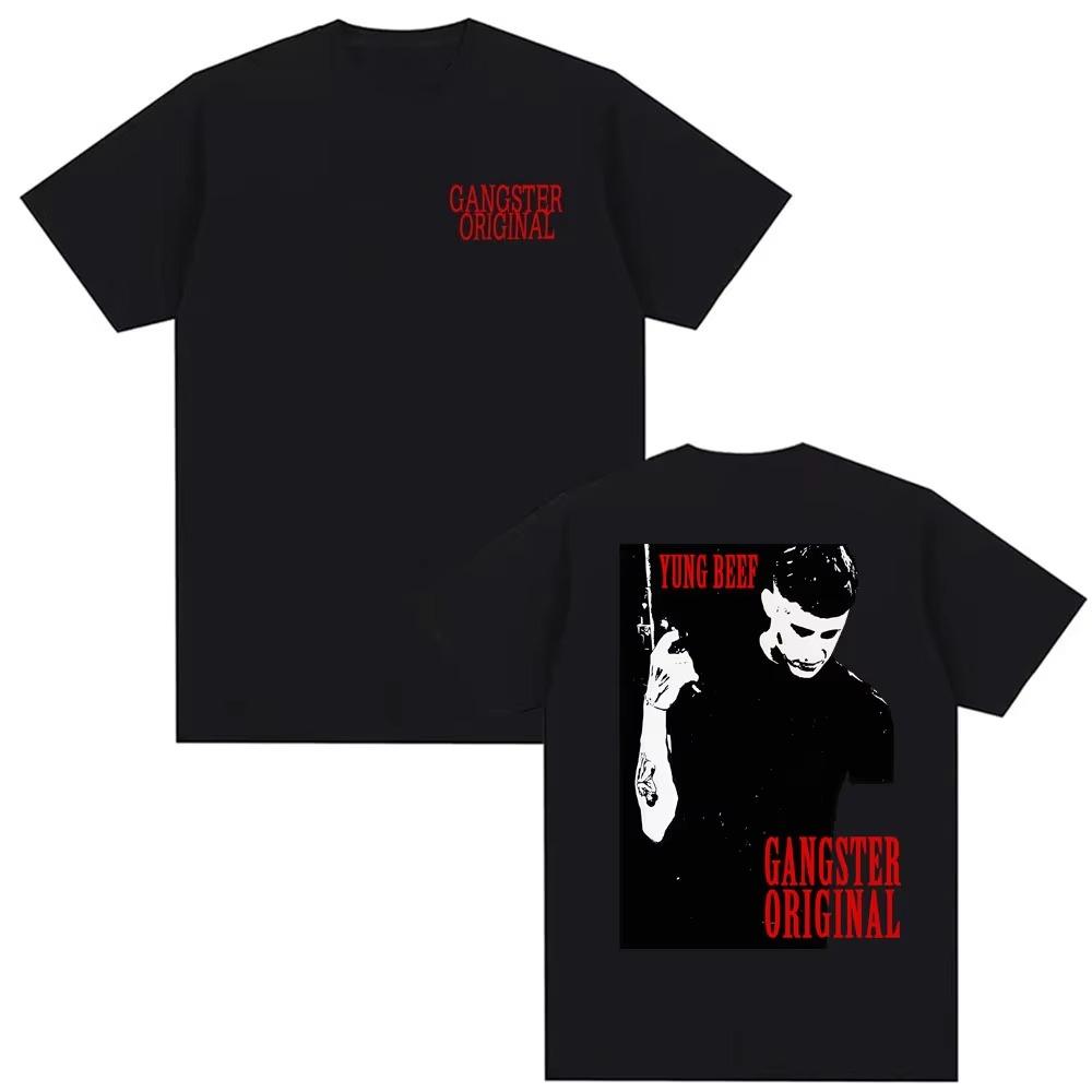 Rapper Yung Beef Ganster Original Merch T-Shirts Herren Kleidung reine Baumwolle Kurzarm Oberteil Harajuku Hip Hop High Street T-Shirt