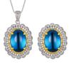 Jewelry Simulation Blue Spinel Retro Light Luxury Set Pendant With Main Stone 13 * 18