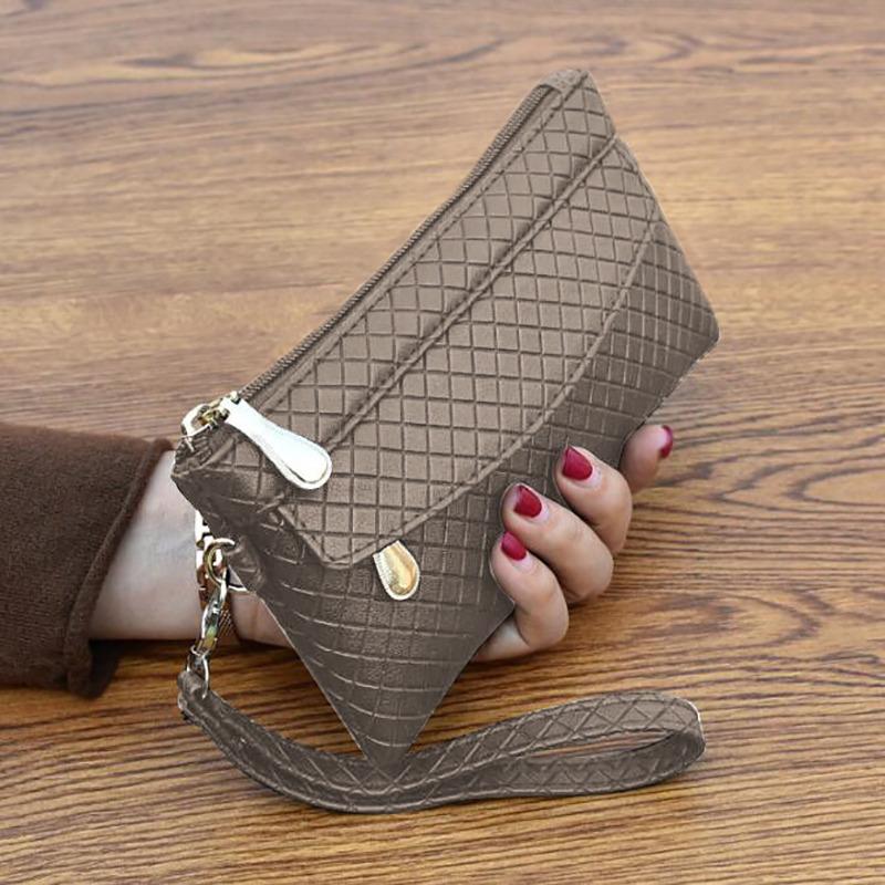 Bag Women 2025 New Simple Women's Clutch Bag Korean Version Embossed Plaid Small Bag Coin Purse Card Bags