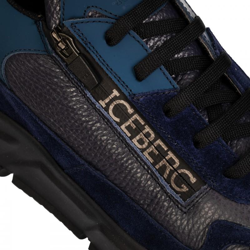 Iceberg Italian leather sneakers new comb navy - Size: 42