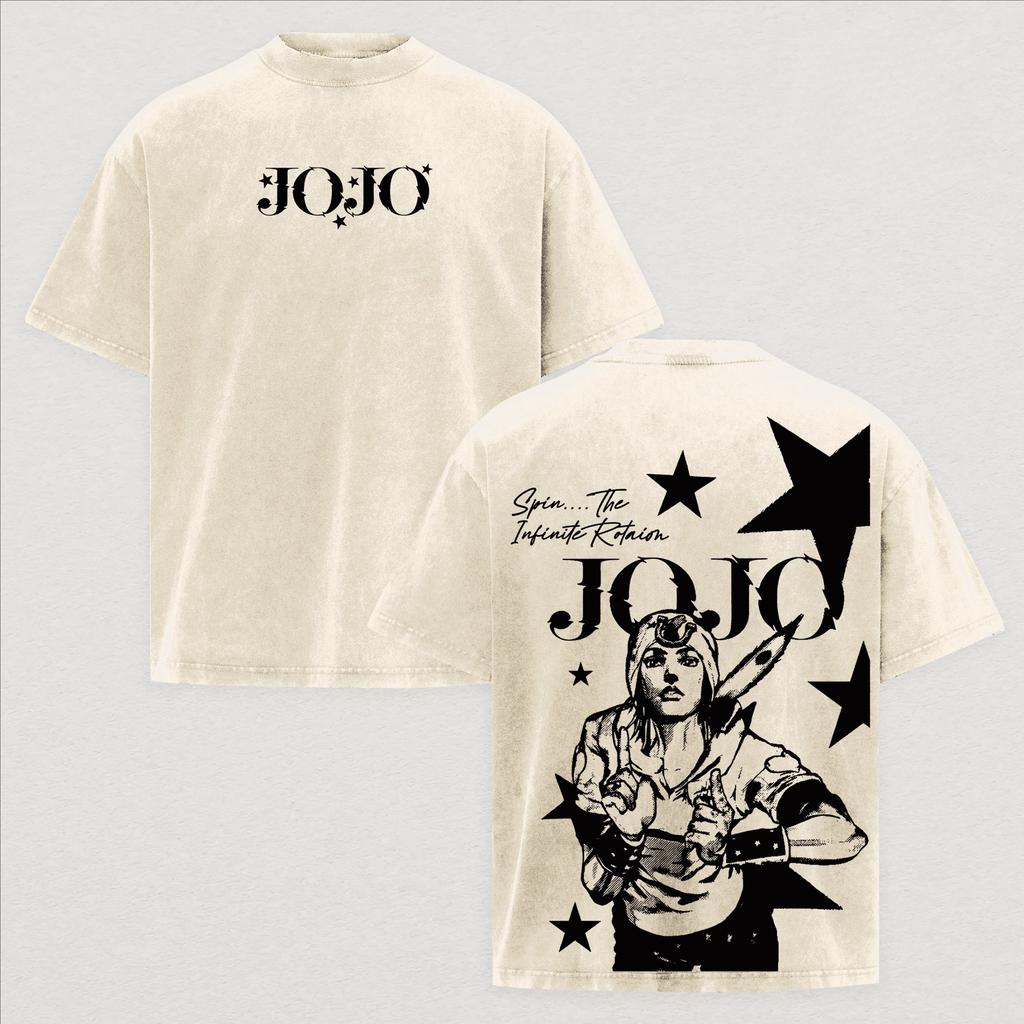 Anime JoJo's Bizarre Adventure T-shirt For Men's Clothing Gothic Y2k Washed Oversized T Shirt Short Sleeve 100% Cotton Tees Tops