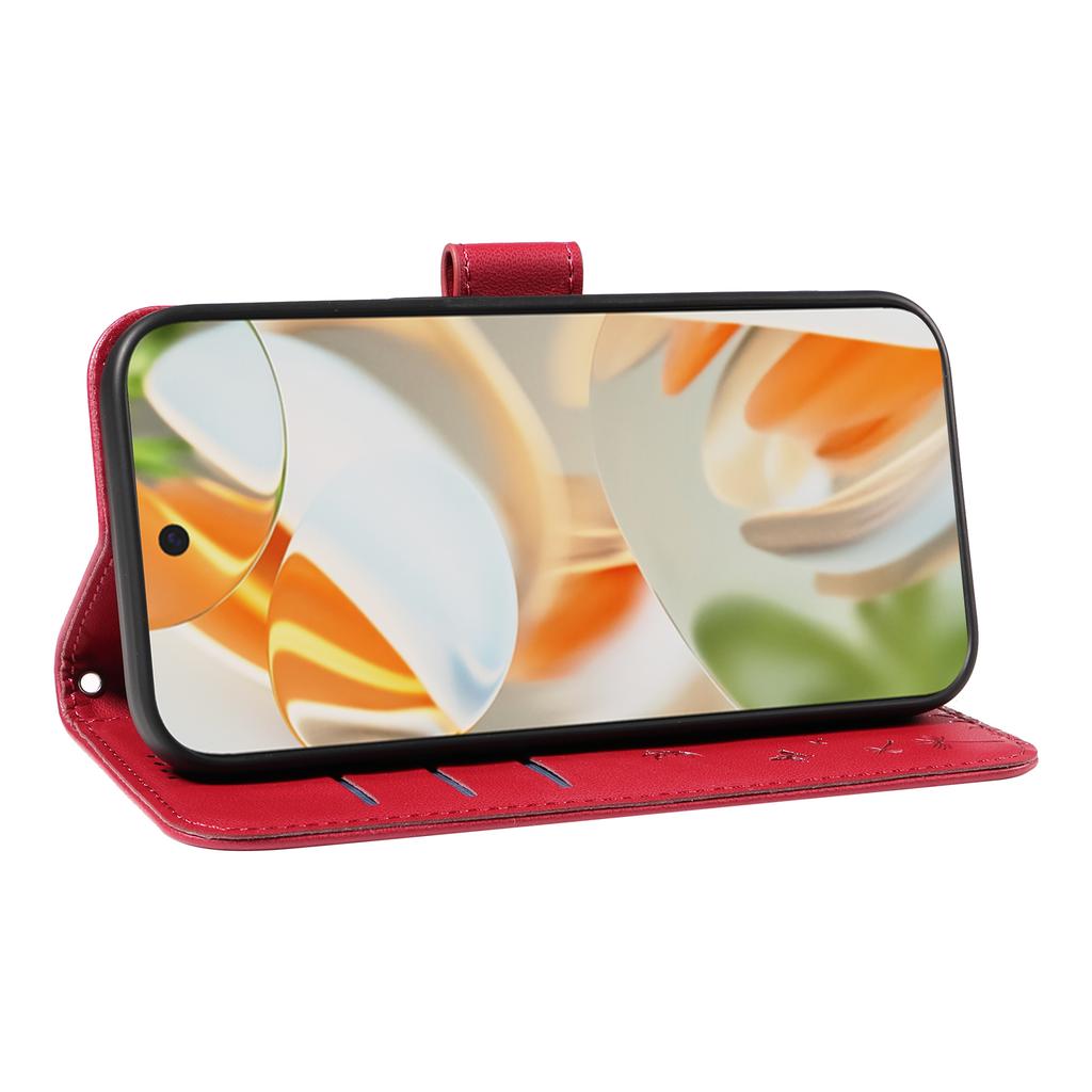 Skórzane etui portfelowe na Google Pixel 9 Pro/Google Pixel 10/Google Pixel 10 Pro/Google Pixel 9 ze smyczą, nadrukiem dmuchawca i funkcją podstawki