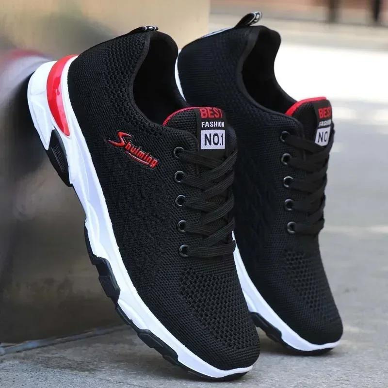 Man Casual Shoes Mens Sports Athletic Shoes Solid Black Trainers Size 39-44 Men Sneakers Lightweight Running Shoes