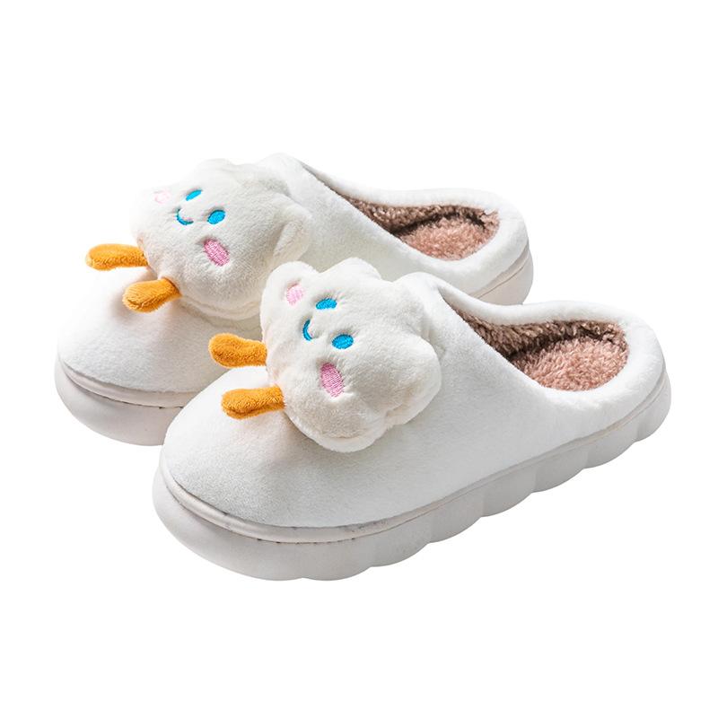 Cotton slippers winter home household indoor warm non-slip thick bottom couple hair slippers autumn and winter