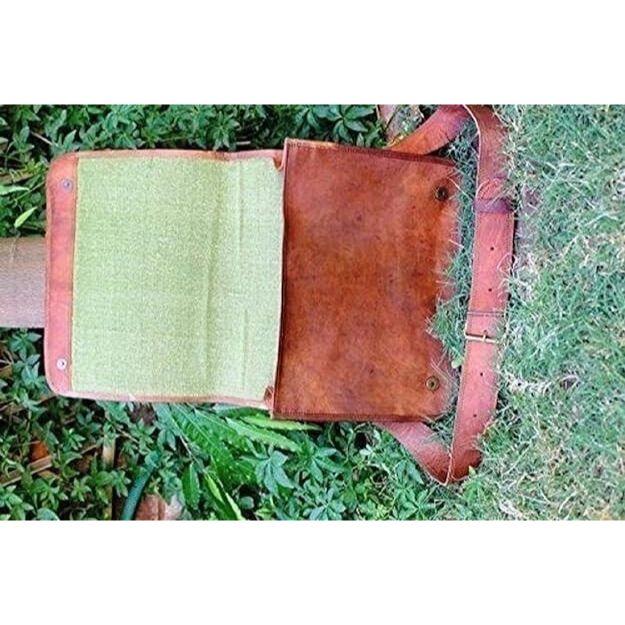 Goat Leather Bag Vintage Genuine Brown Men's Messenger Laptop New Satchel Real