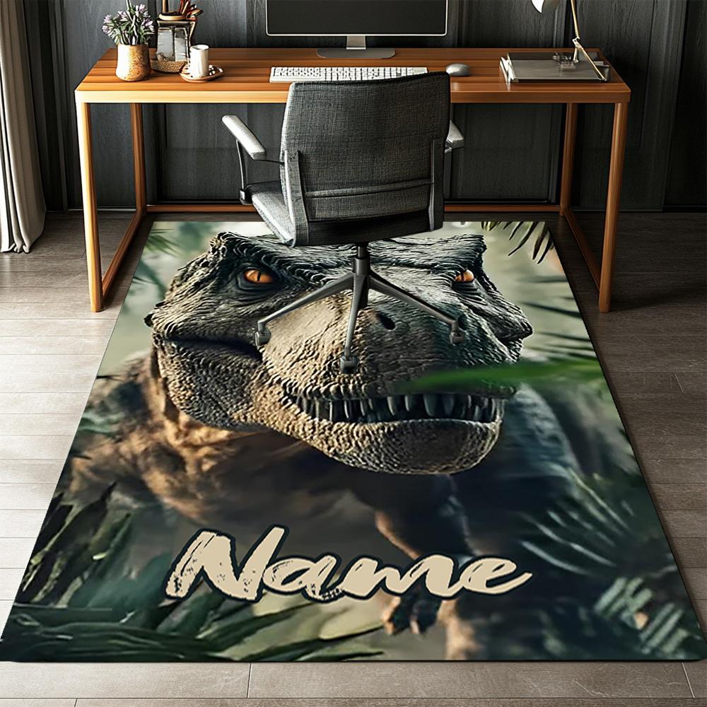Custom Name Dinosaur Printed Carpet,Rug for Office Chair Living Room Bedroom Kitchen Room Decor Gifts.