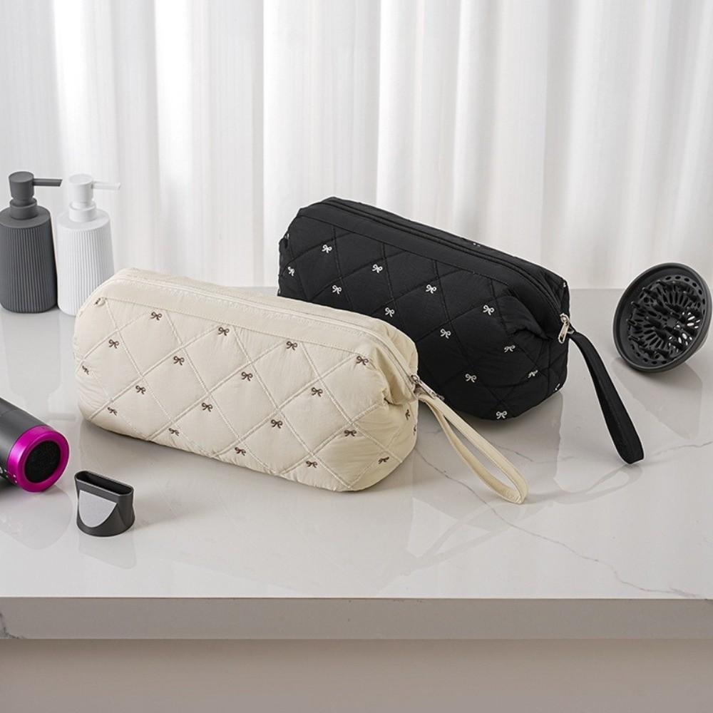 Space Saving Bowknot Hair Dryer Storage Bag Large Capacity Durable Travel Wash Handbag Organizer Dustproof Make Up Bag Home